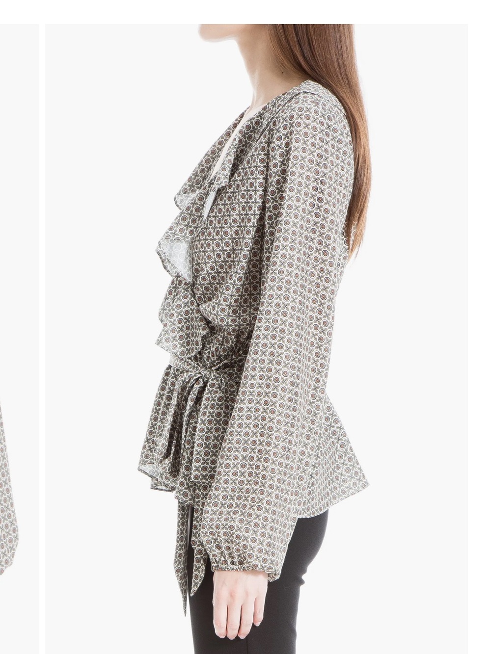 MAX STUDIO MEDALLION PRINT RUFFLE TOP - Picture 3 of 16
